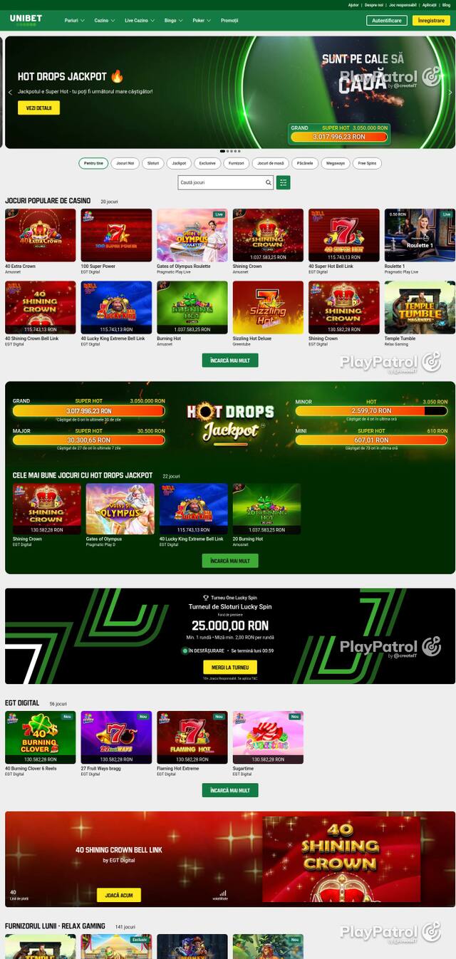 Capture of Unibet recorded during the scan