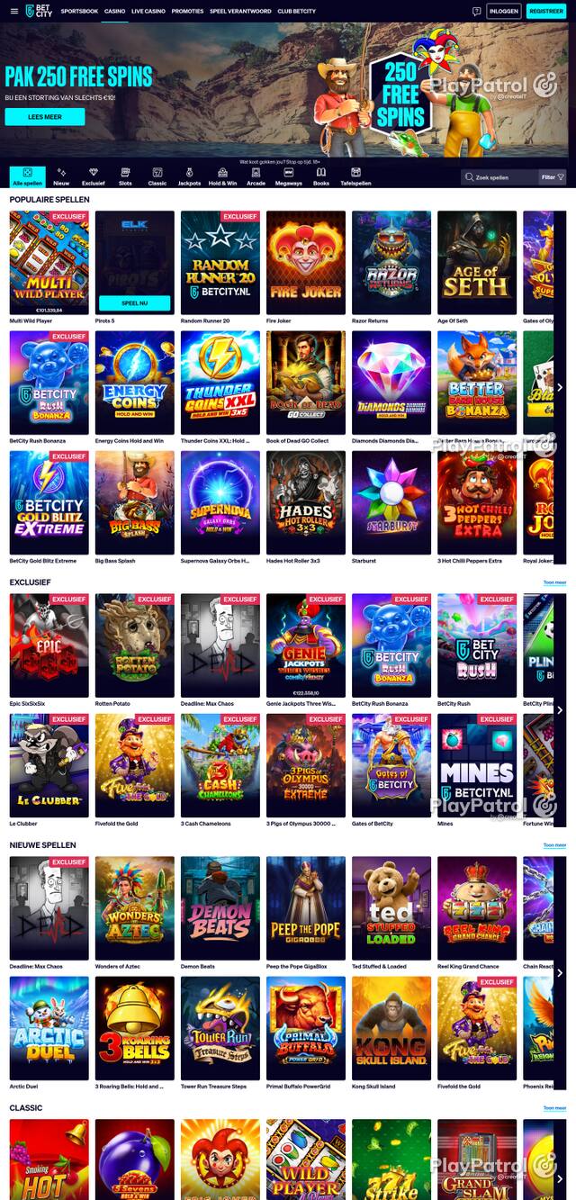 Capture of the front page of BetCity (betcity.nl) on 17 October 2026