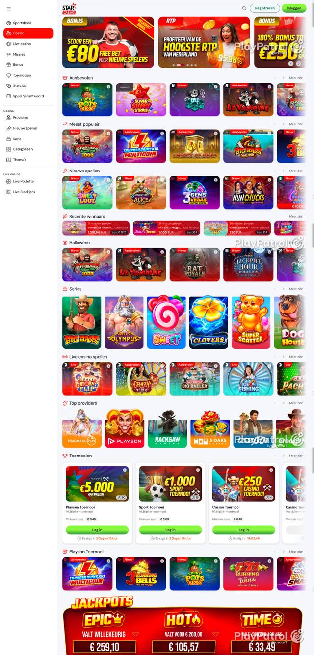 Capture of the front page of Starcasino (starcasino.nl) on 30 October 2026