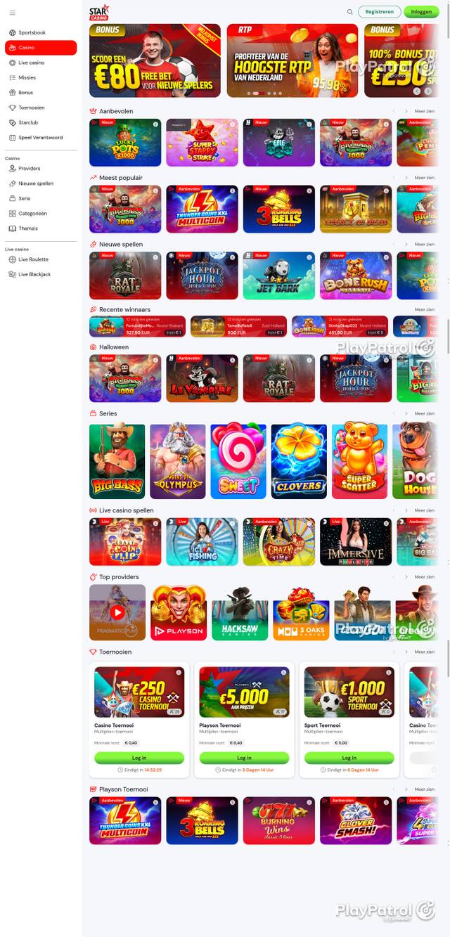 Capture of the front page of Starcasino (starcasino.nl) on 26 October 2026