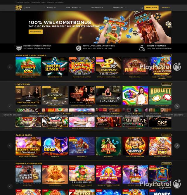 Homepage capture of Fair Play Casino recorded during the scan