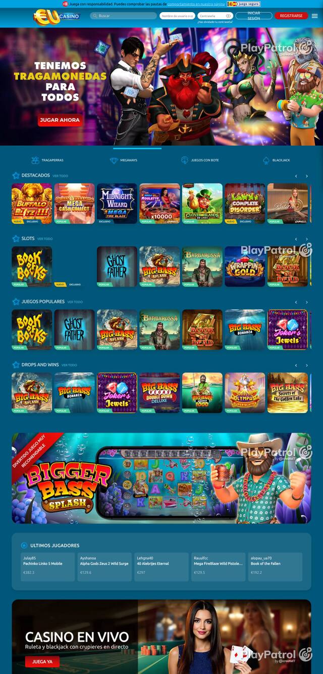 Capture of EU Casino recorded during the scan