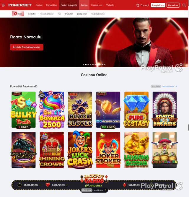 Capture of the front page of PowerBet (online.powerbet.ro) on 5 October 2026