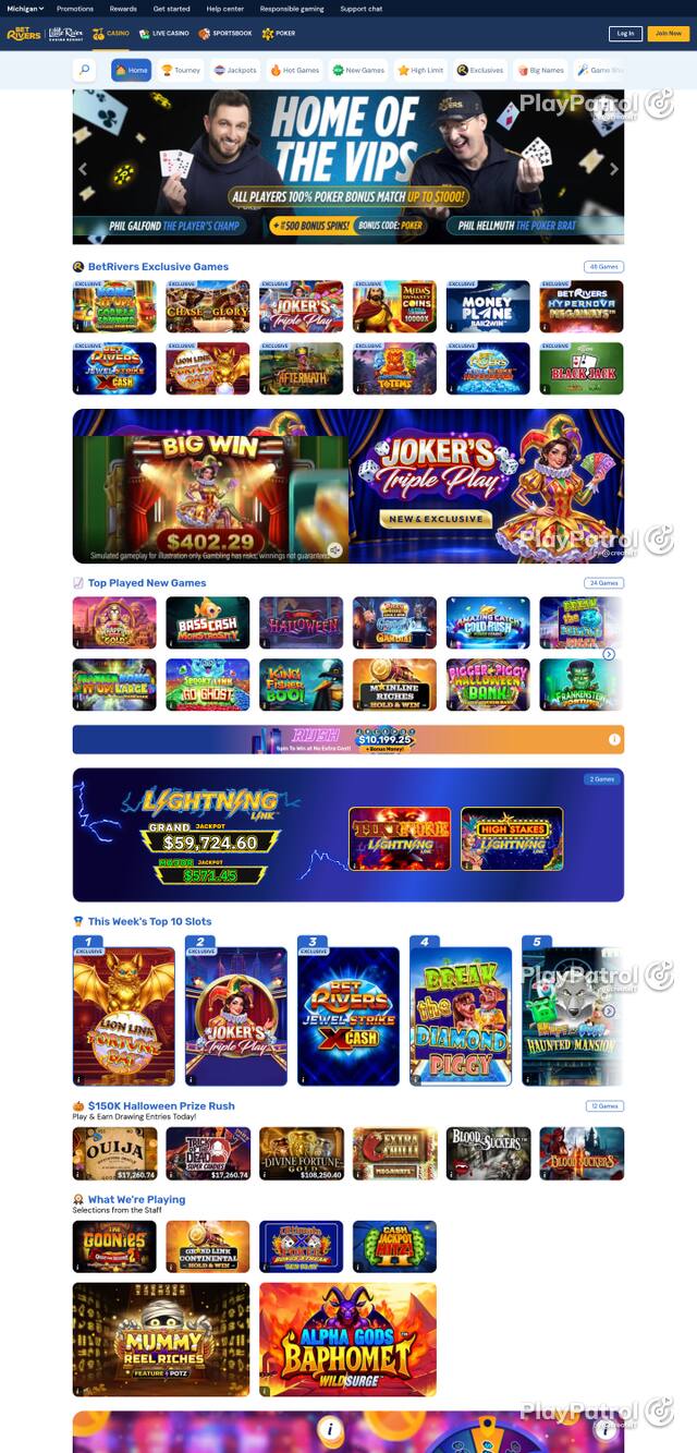 Capture of the front page of mi.betrivers.com (mi.betrivers.com) on 24 October 2026