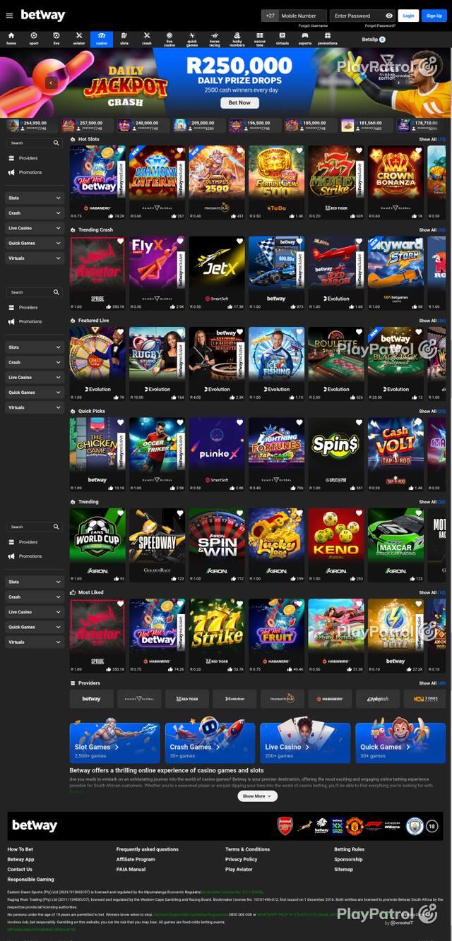 Capture of the front page of betway.co.za (betway.co.za) on 12 October 2026