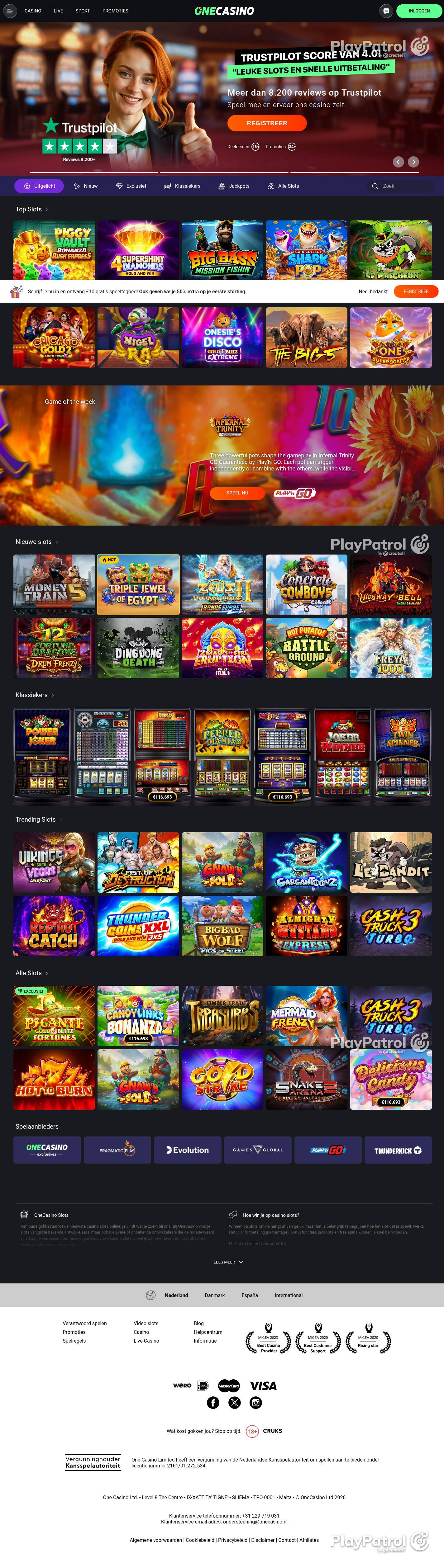 Full capture of One Casino recorded during the scan