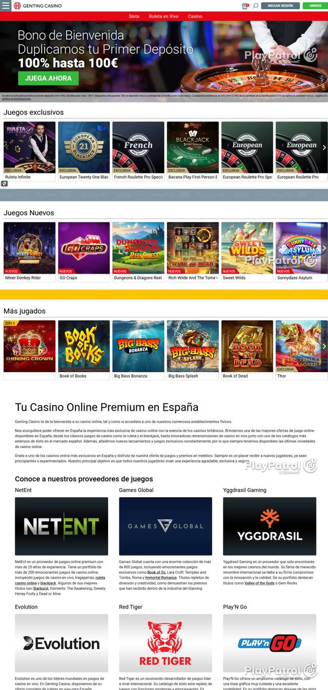 Homepage capture of Genting Casino recorded during the scan