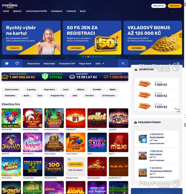 Capture of the front page of Forbes Casino (forbescasino.cz) on 5 October 2026