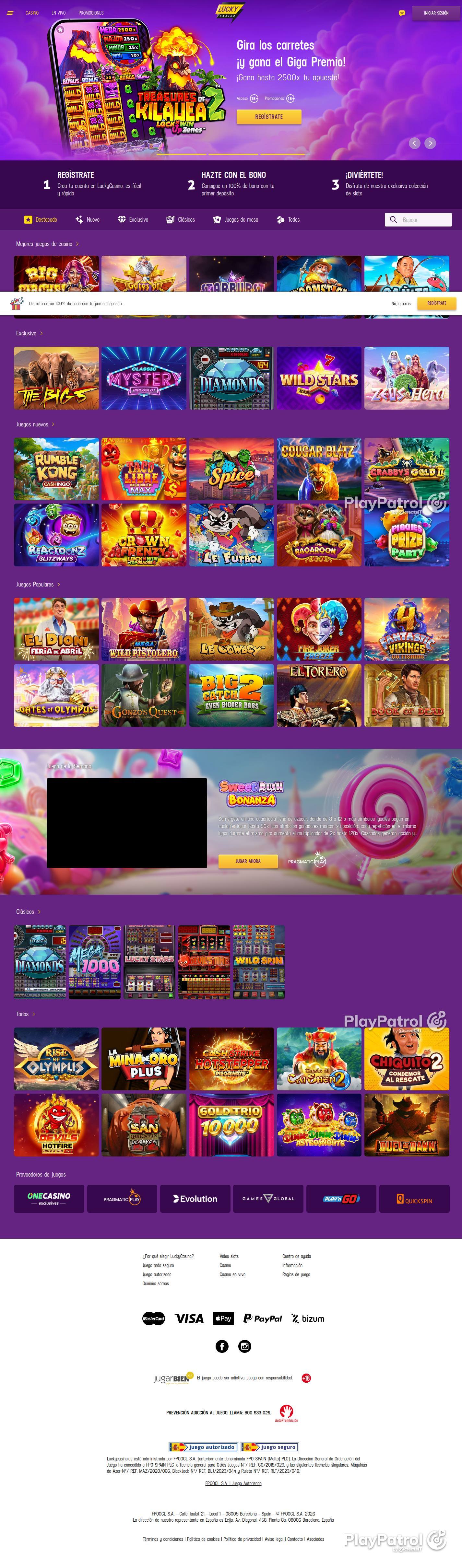 Full capture of Lucky Casino recorded during the scan