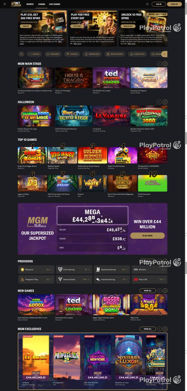 Capture of the front page of BetMGM UK (betmgm.co.uk) on 19 October 2026