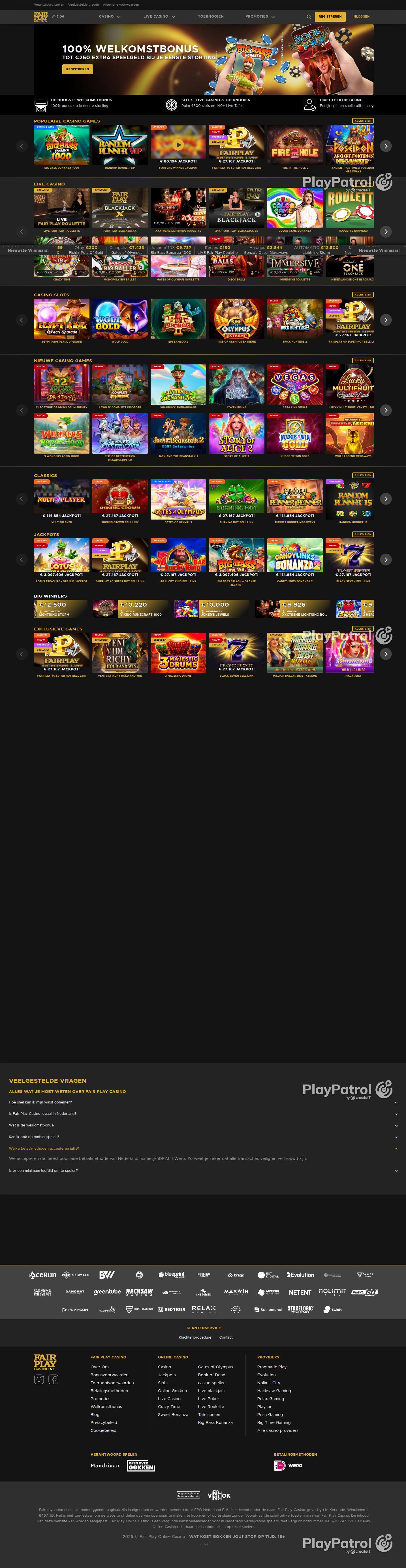 Open the capture of Fair Play Casino from 18 September 2026