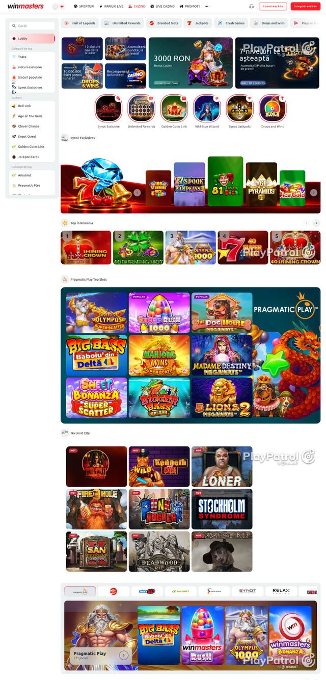 Capture of the front page of Winmasters (winmasters.ro) on 21 October 2026