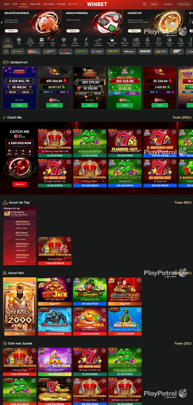 Homepage capture of Winbet recorded during the scan