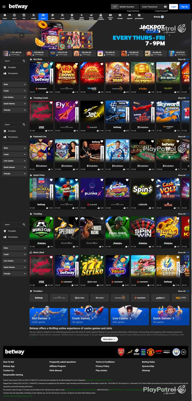 Capture of the front page of betway.co.za (betway.co.za) on 23 October 2026