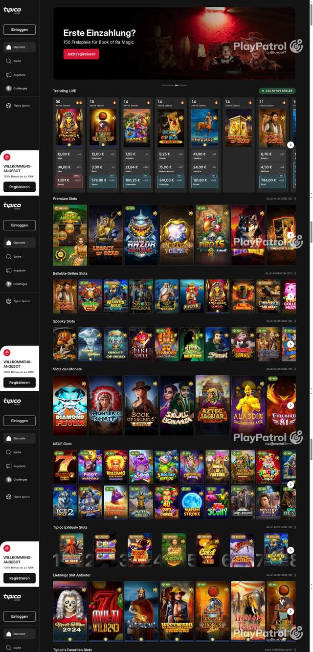 Front page of Tipico Games as captured on 29 October 2026