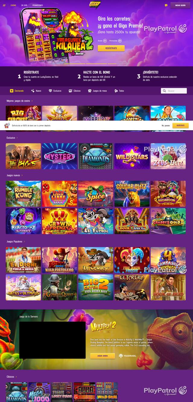 Capture of Lucky Casino recorded during the scan