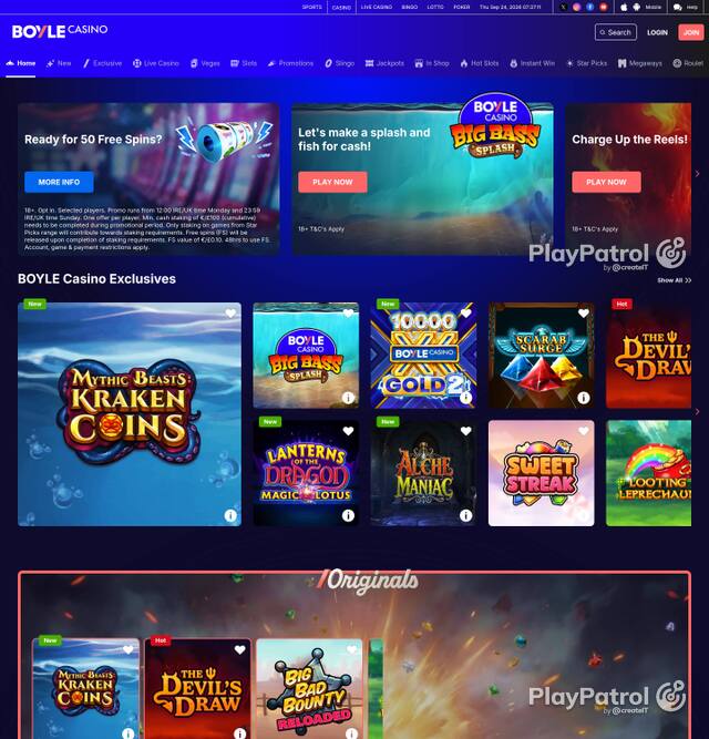 Capture of BoyleSports Casino recorded during the scan