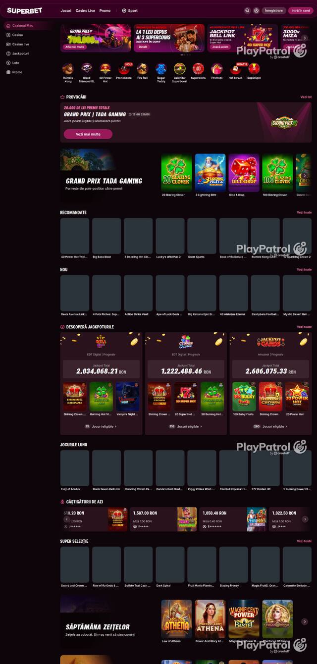 Homepage capture of Superbet recorded during the scan