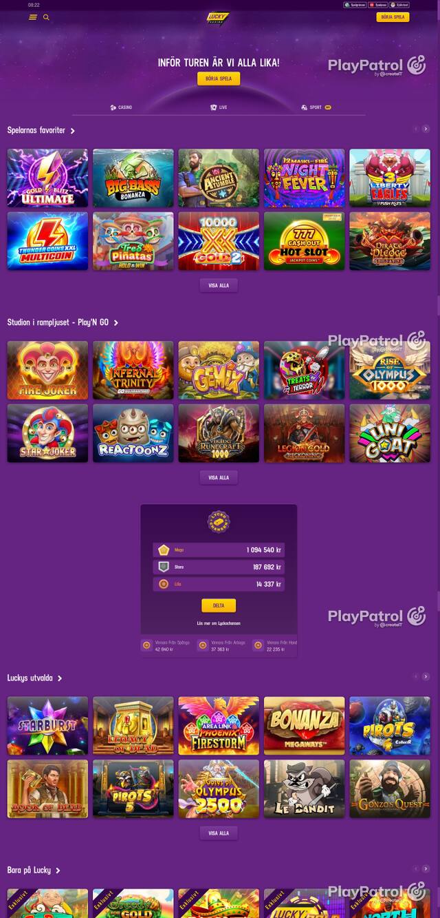 Capture of the front page of luckycasino.com (luckycasino.com) on 21 October 2026