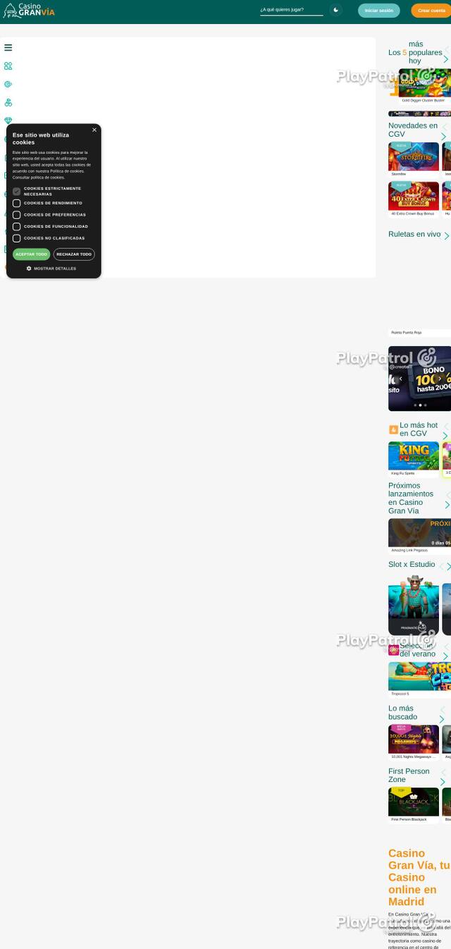 Homepage capture of Casino Gran Vía recorded during the scan