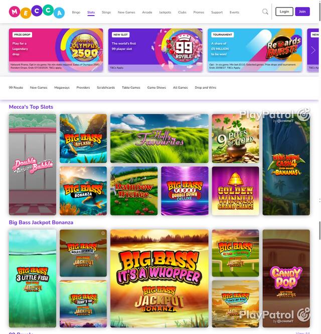 Capture of the front page of Mecca Bingo (meccabingo.com) on 5 October 2026