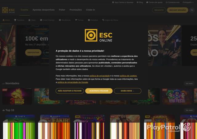 Capture of the front page of estorilsolcasinos.pt (estorilsolcasinos.pt) on 19 October 2026