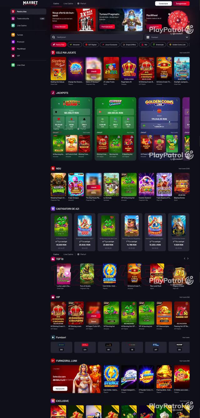 Capture of the front page of Maxbet (maxbet.ro) on 20 October 2026