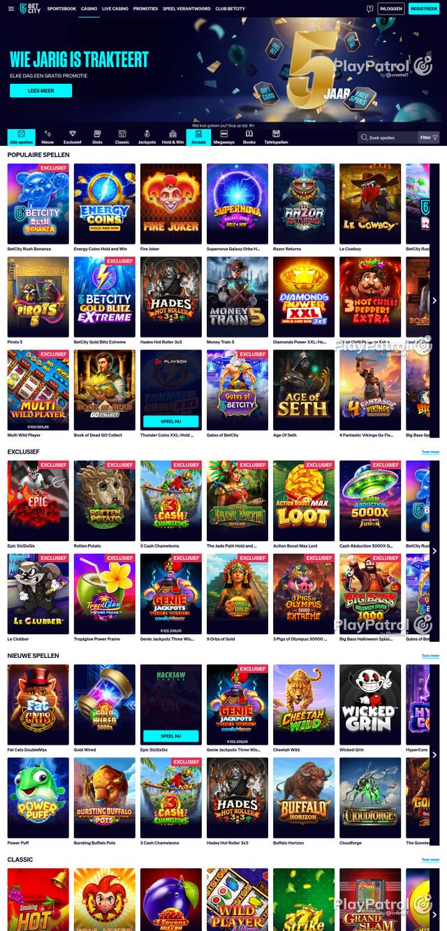 Capture of the front page of BetCity (betcity.nl) on 13 October 2026
