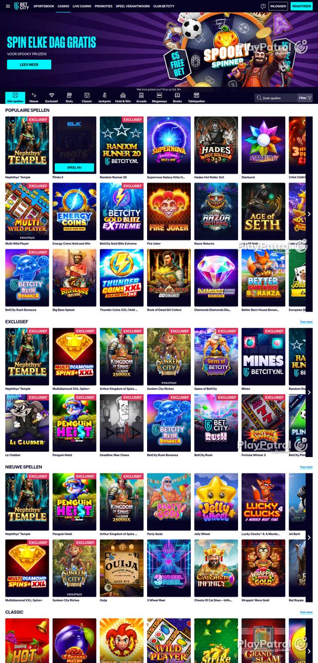 Capture of the front page of BetCity (betcity.nl) on 28 October 2026