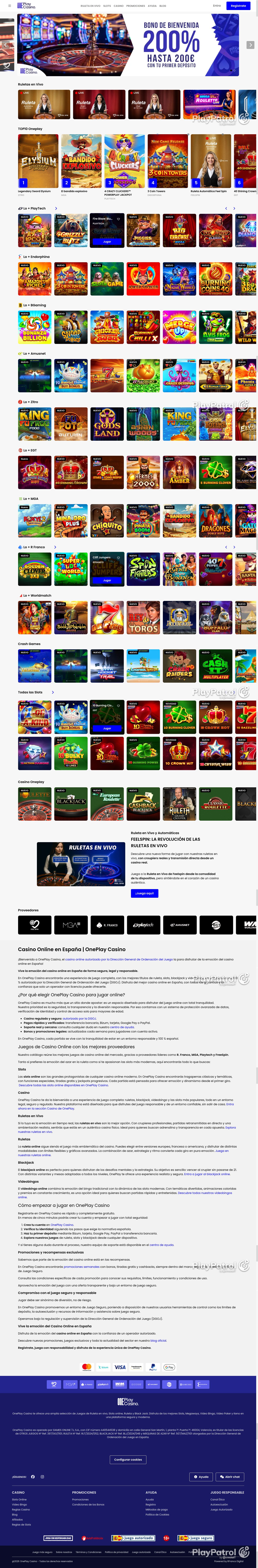 Full capture of OnePlay Casino recorded during the scan