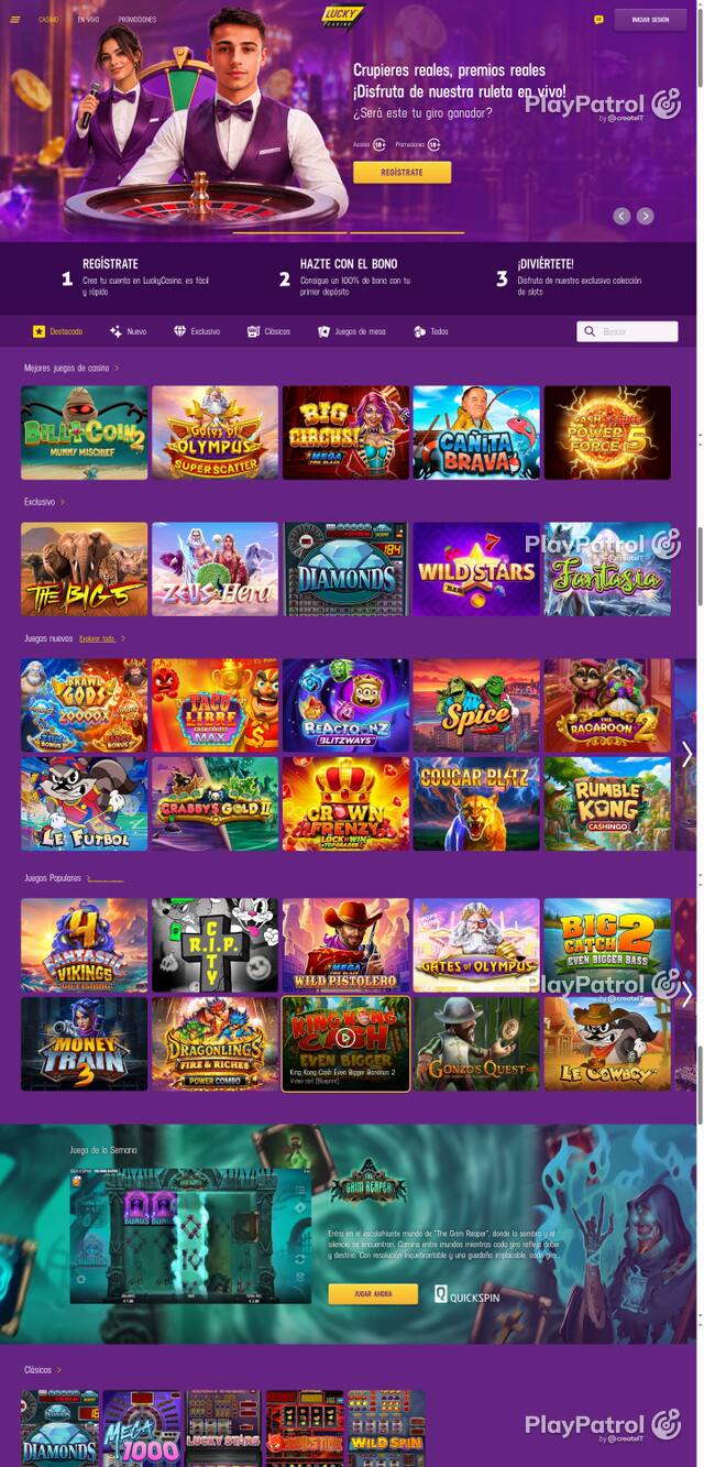 Capture of the front page of Lucky Casino (luckycasino.es) on 30 October 2026