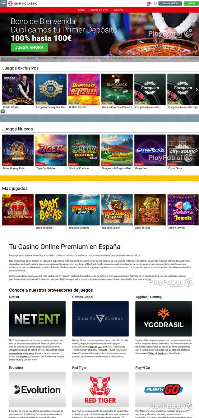Homepage capture of Genting Casino recorded during the scan