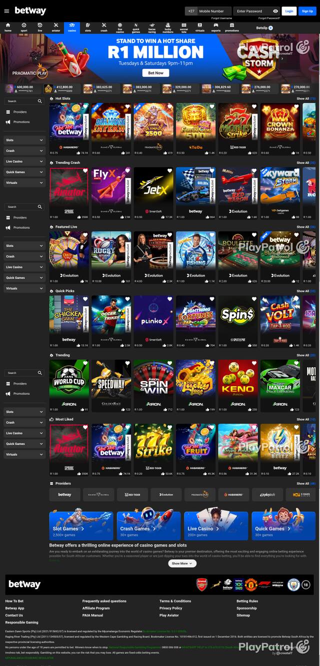 Capture of the front page of betway.co.za (betway.co.za) on 10 October 2026