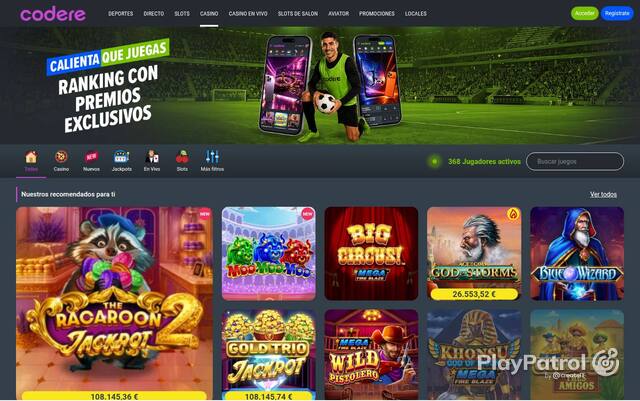 Homepage capture of Codere recorded during the scan