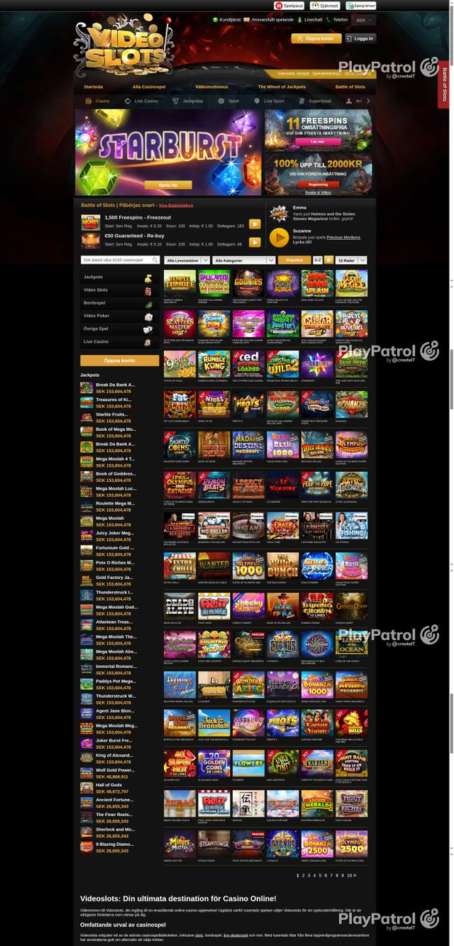 Capture of the front page of videoslots.com (videoslots.com) on 17 October 2026
