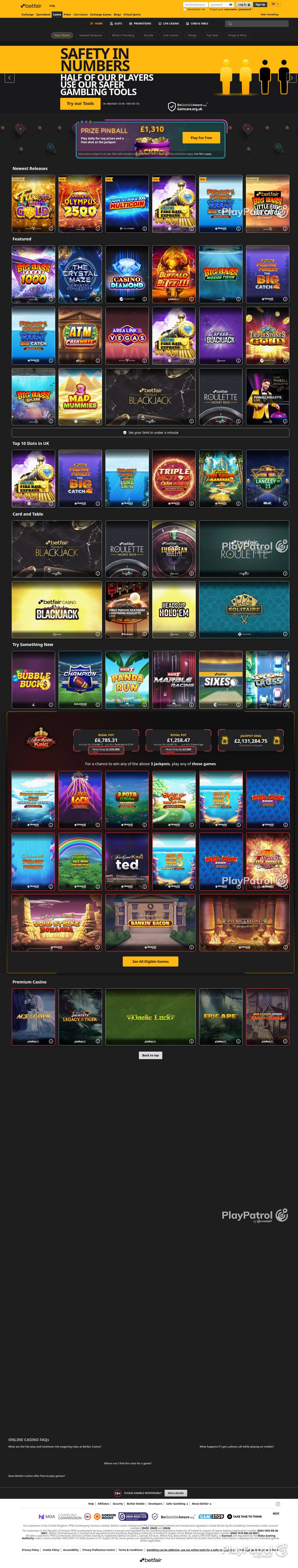 Full capture of Betfair Casino recorded during the scan