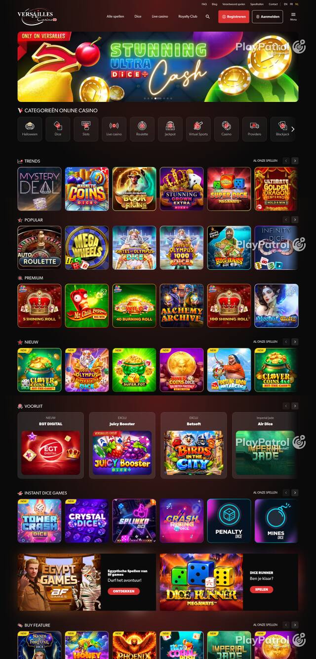 Capture of the front page of versaillescasino.be (versaillescasino.be) on 28 October 2026