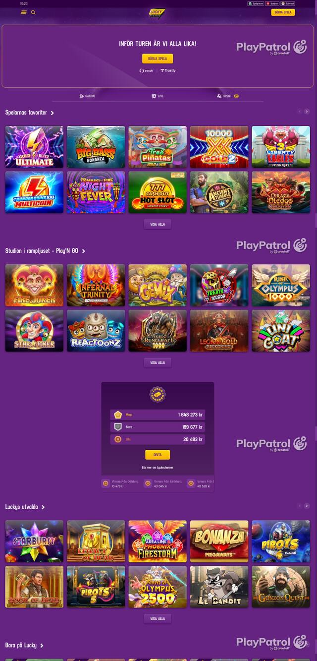 Front page of luckycasino.com as captured on 29 October 2026