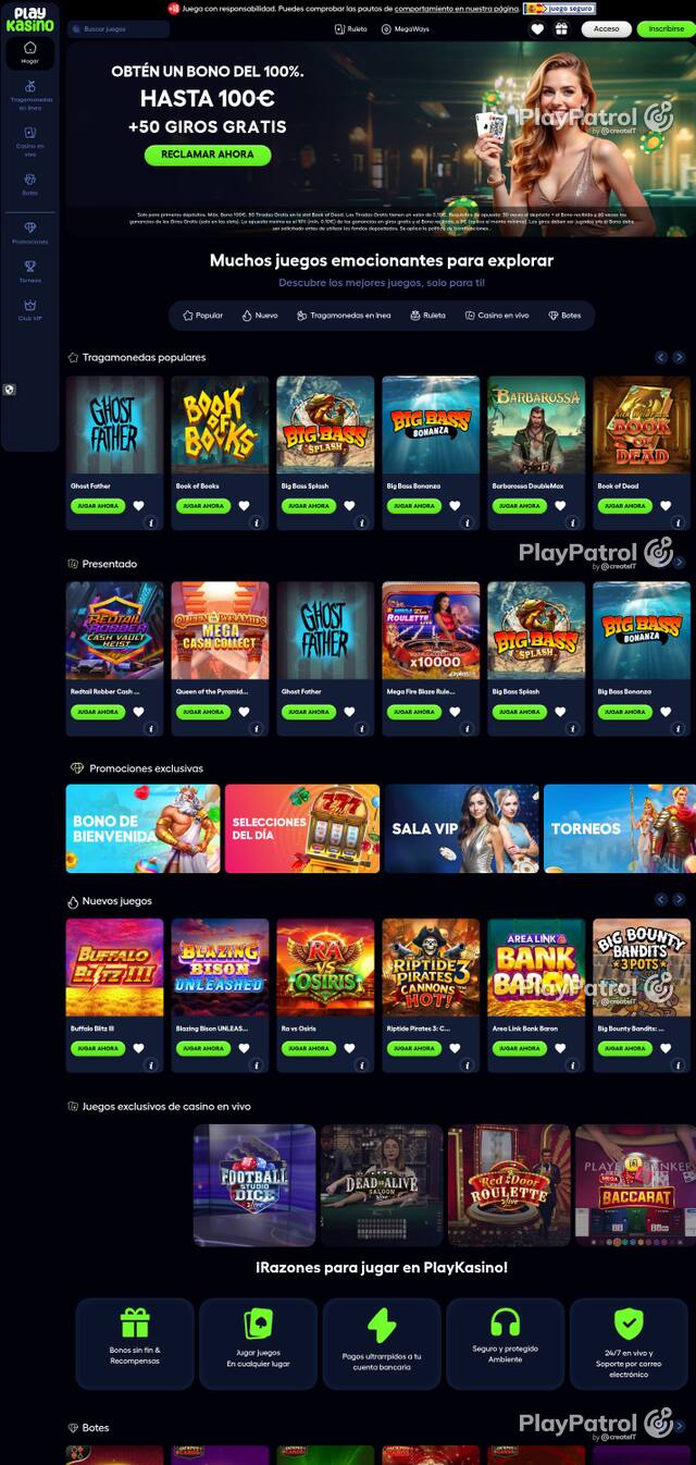 Homepage capture of PlayKasino recorded during the scan