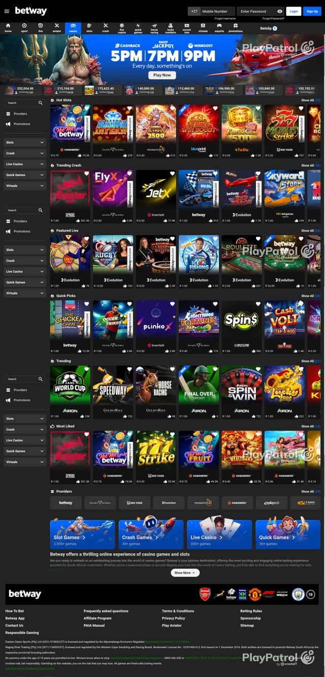 Capture of the front page of betway.co.za (betway.co.za) on 21 October 2026