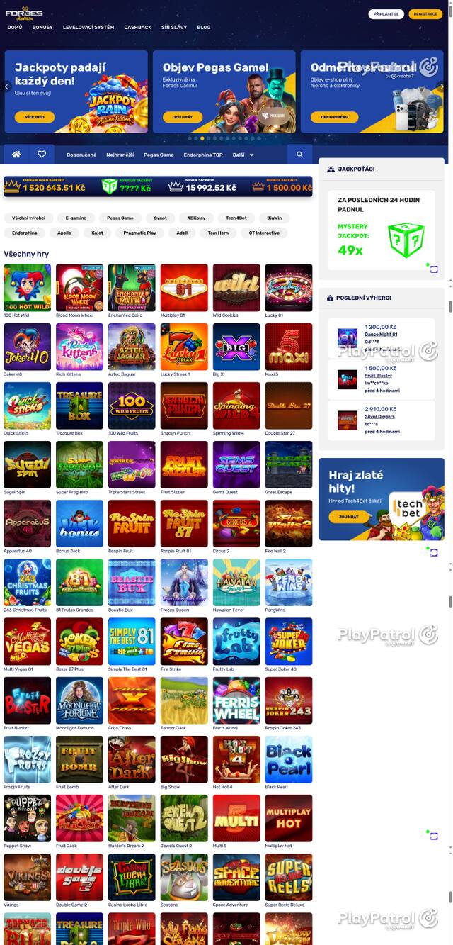 Capture of the front page of Forbes Casino (forbescasino.cz) on 26 October 2026