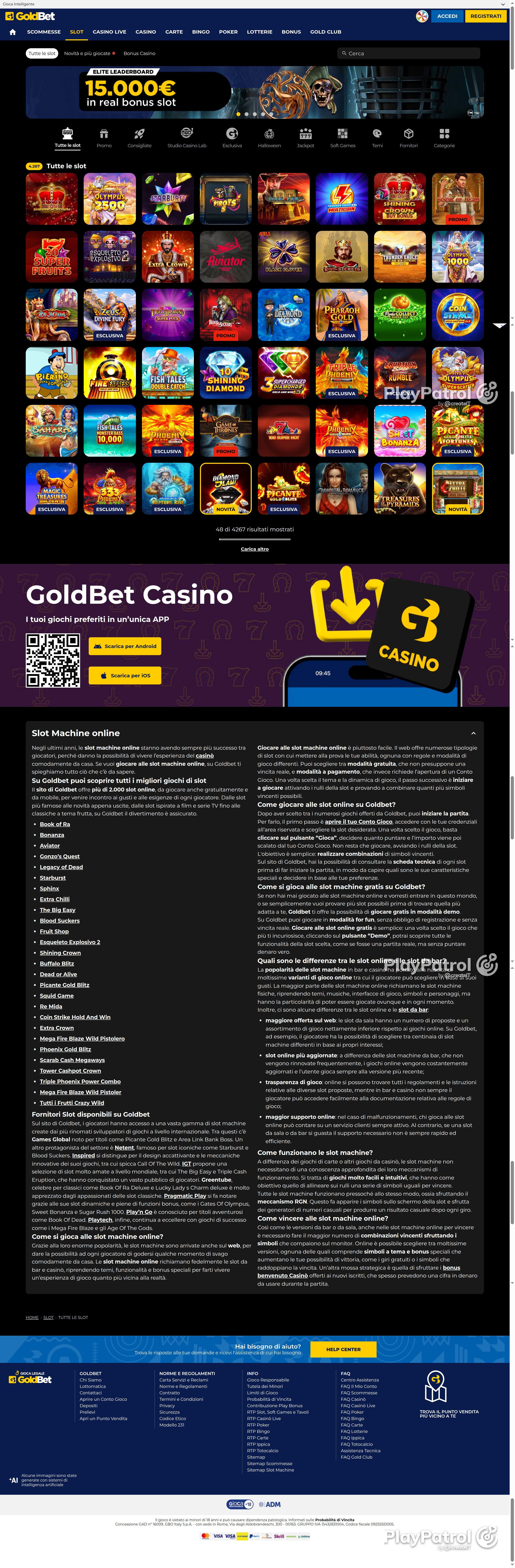 Full capture of Goldbet recorded during the scan