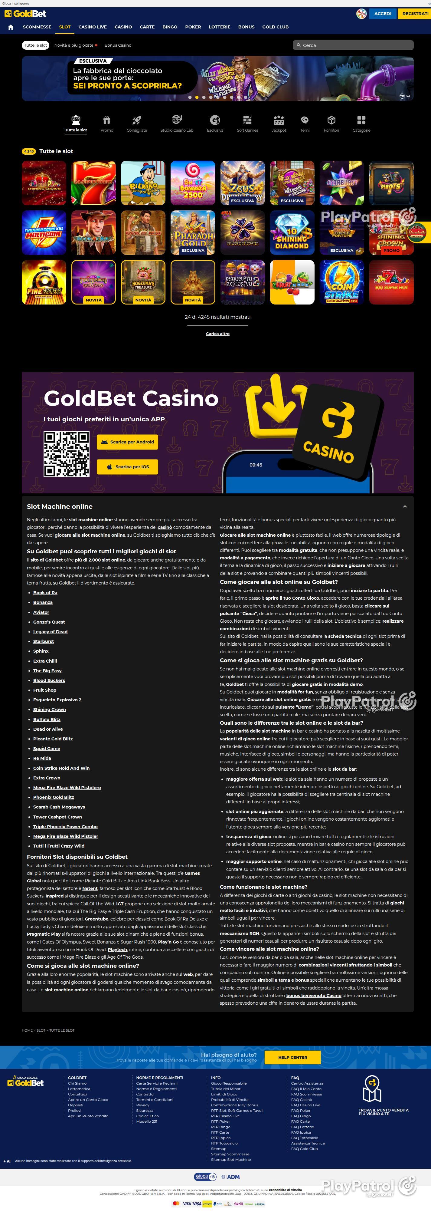 Full capture of Goldbet recorded during the scan
