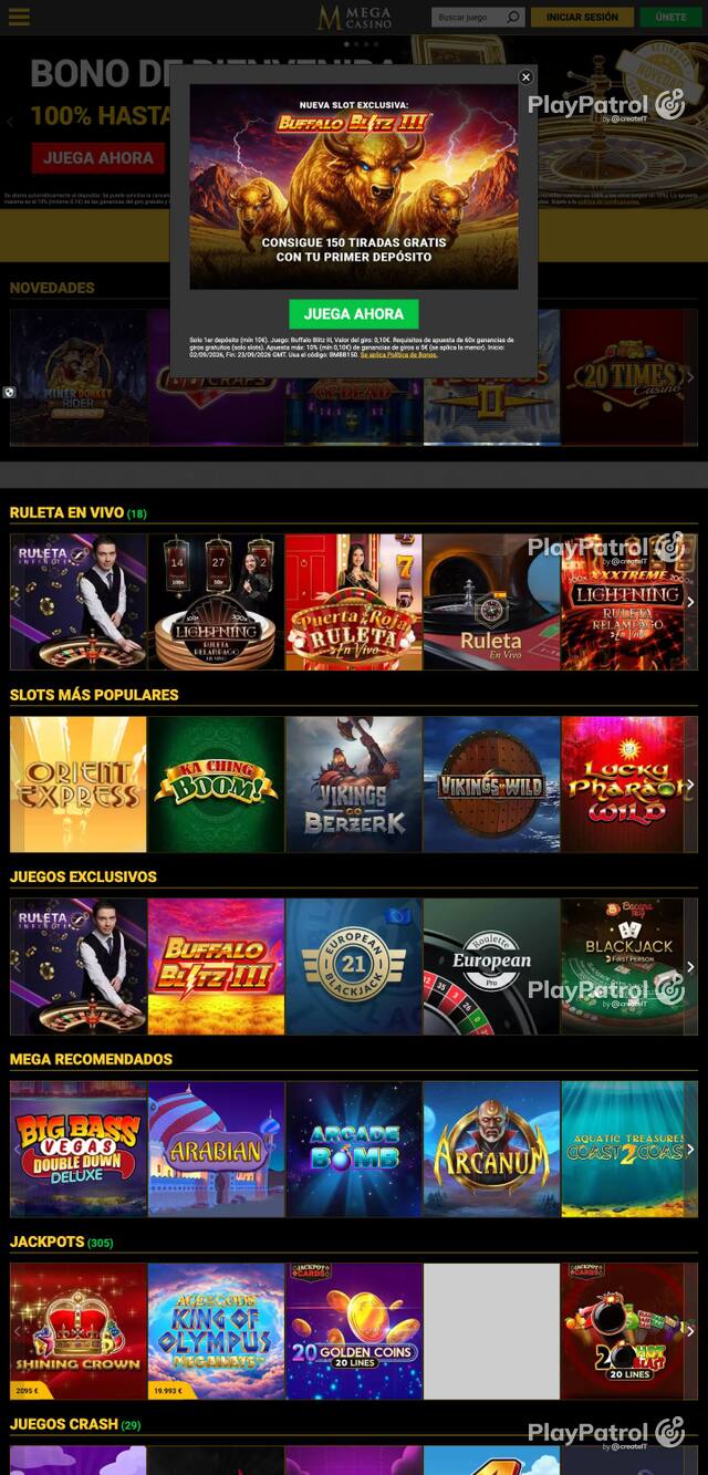 Capture of Mega Casinos recorded during the scan