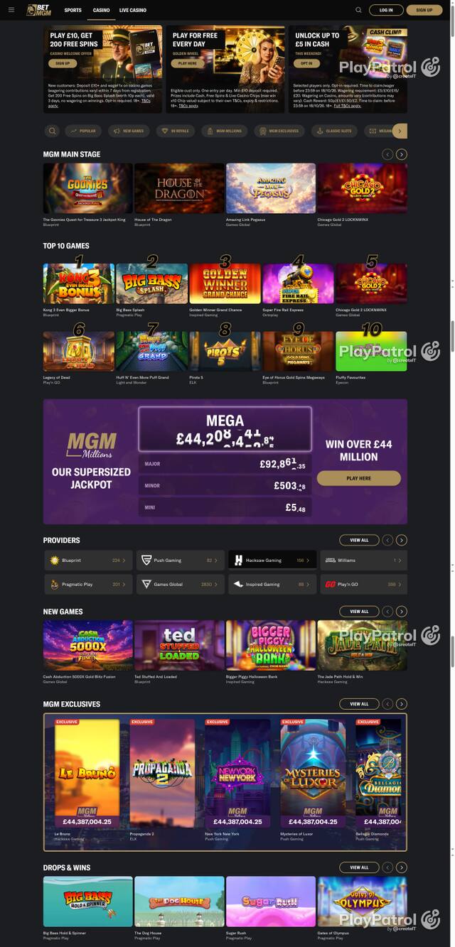 Capture of the front page of BetMGM UK (betmgm.co.uk) on 16 October 2026