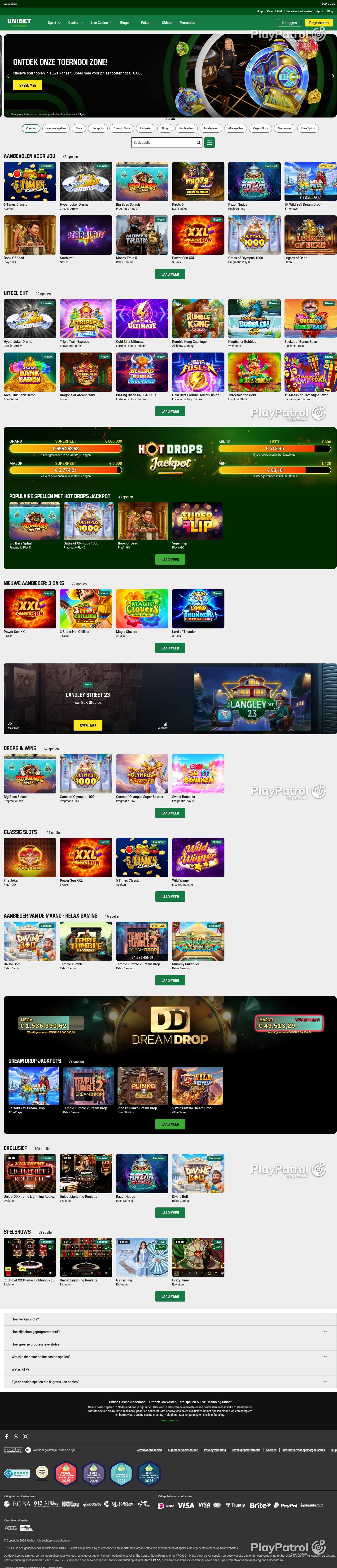 Full capture of Unibet recorded during the scan