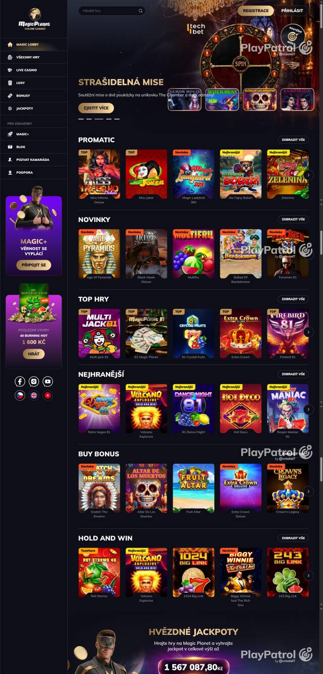 Capture of the front page of Magic Planet (magicplanet.cz) on 26 October 2026