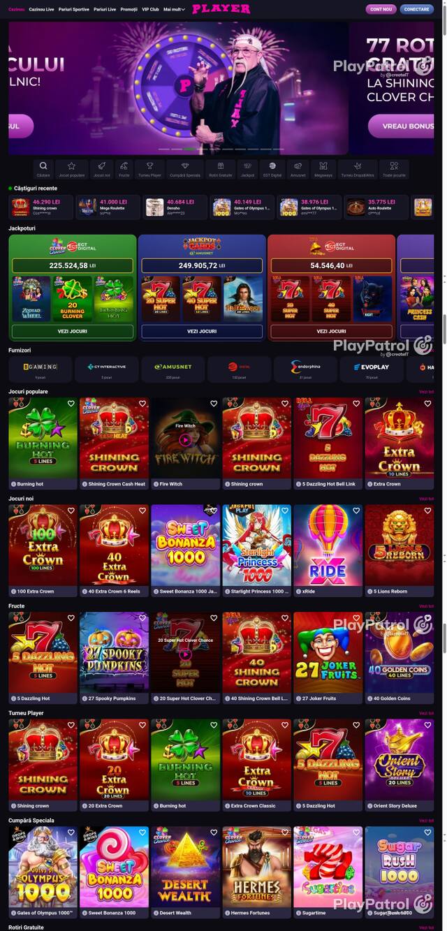 Capture of the front page of Player (player.ro) on 28 October 2026