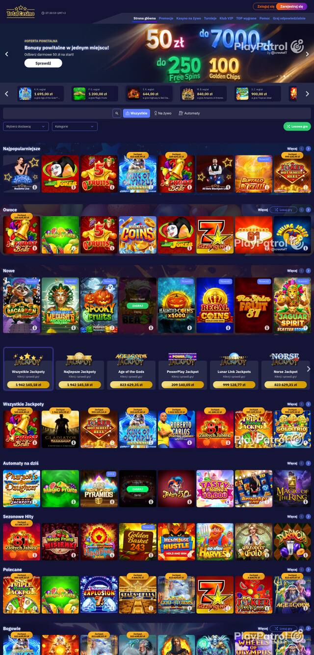 Capture of the front page of totalcasino.pl (totalcasino.pl) on 17 October 2026