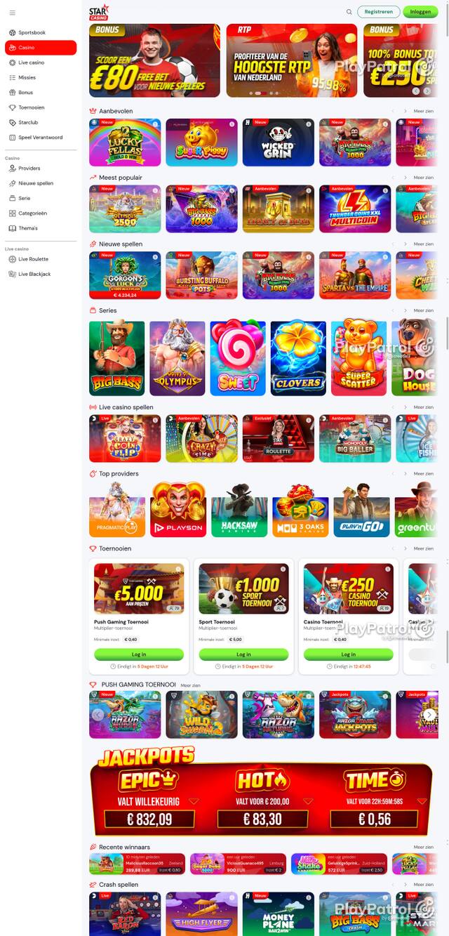 Capture of the front page of Starcasino (starcasino.nl) on 13 October 2026